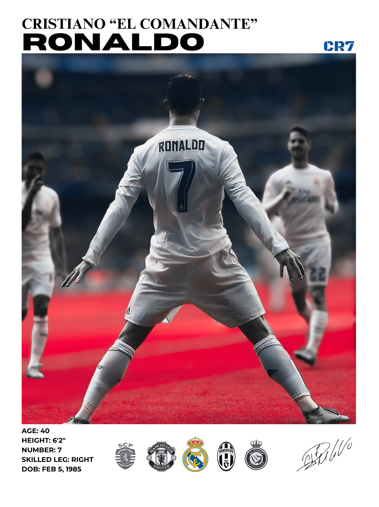 cristiano ronaldo real madrid back 30x40