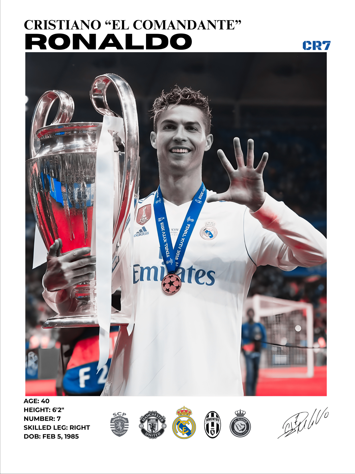 cristiano ronaldo mr champions 30x40