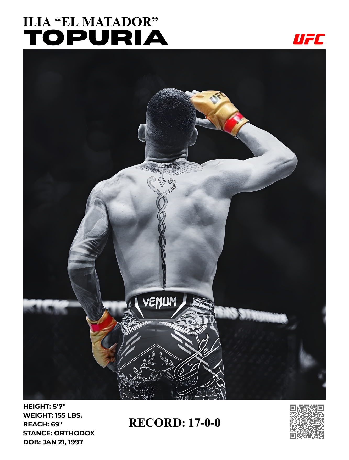 ilia "el matador" topuria - back 30x40