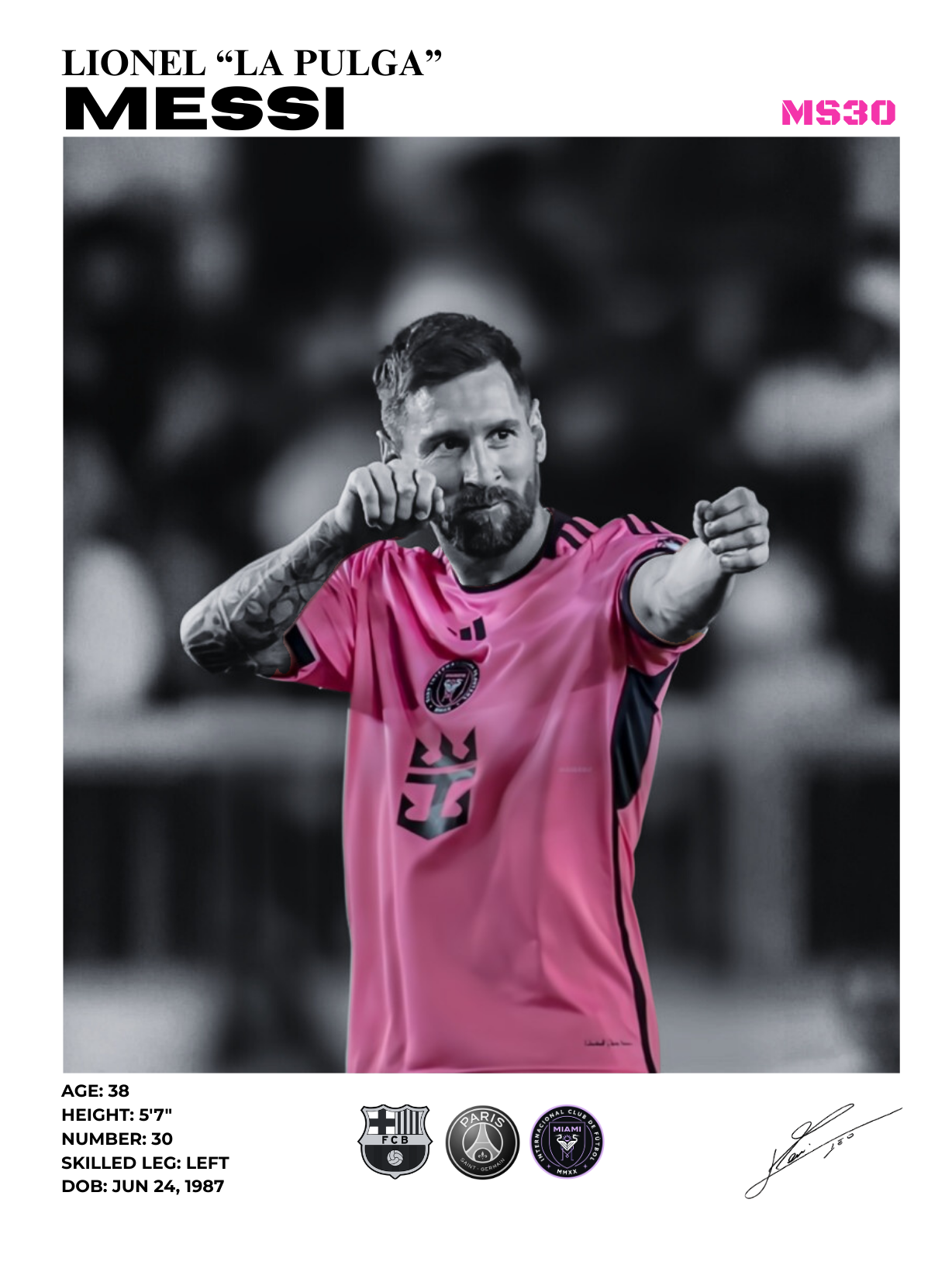 lionel messi inter miami 30x40