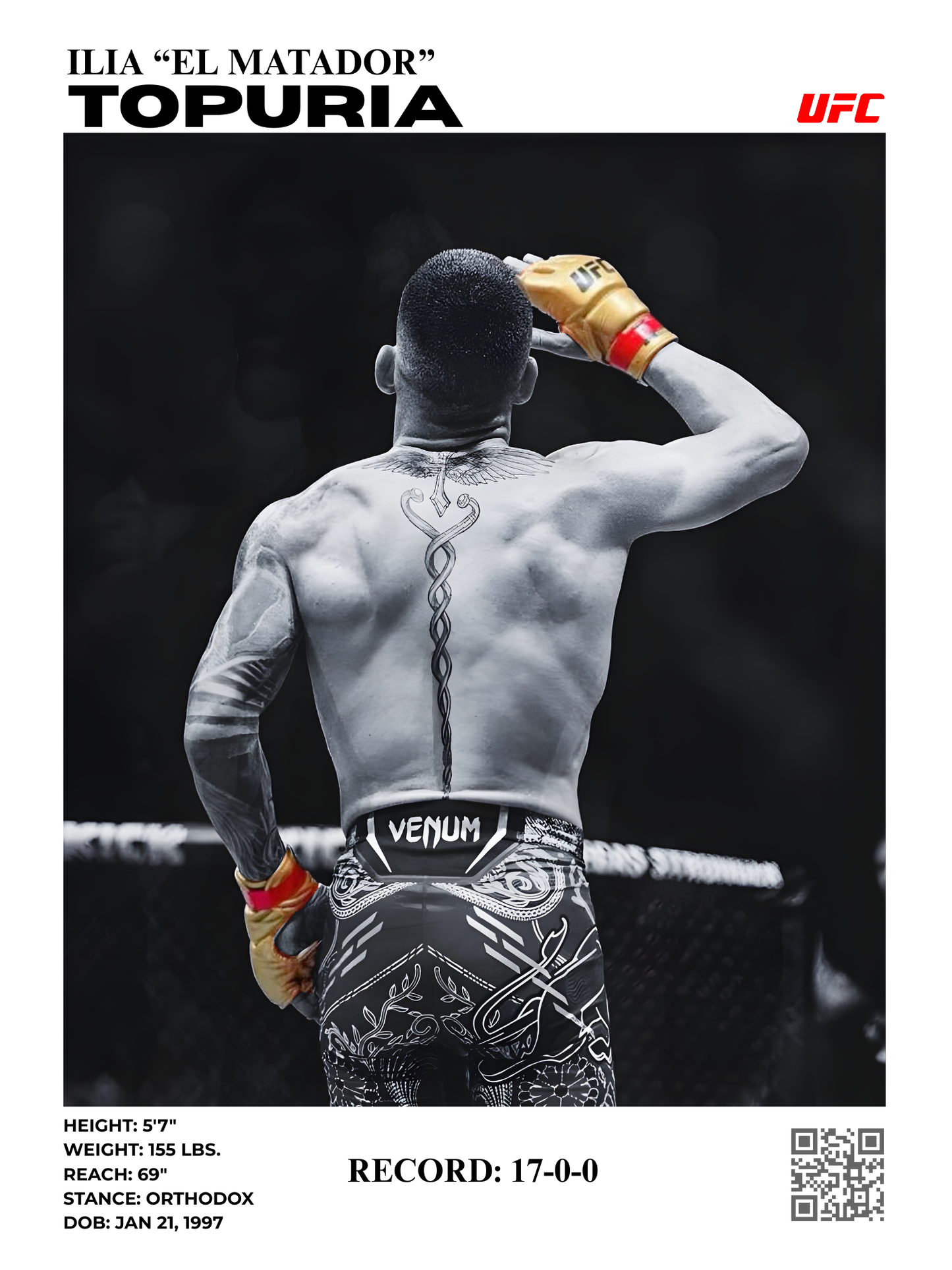 ilia "el matador" topuria 2 30x40