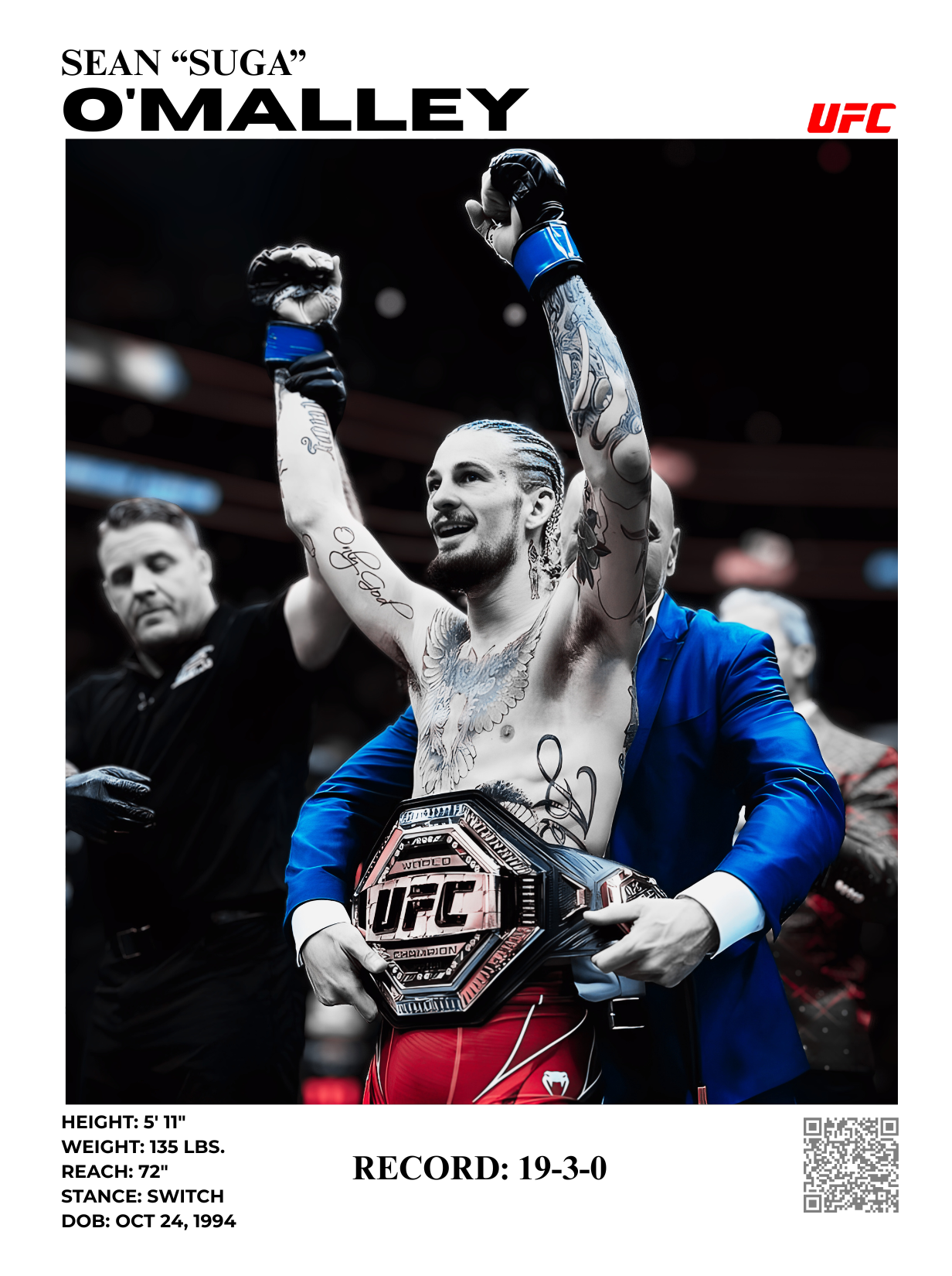 sean o'malley champ 30x40